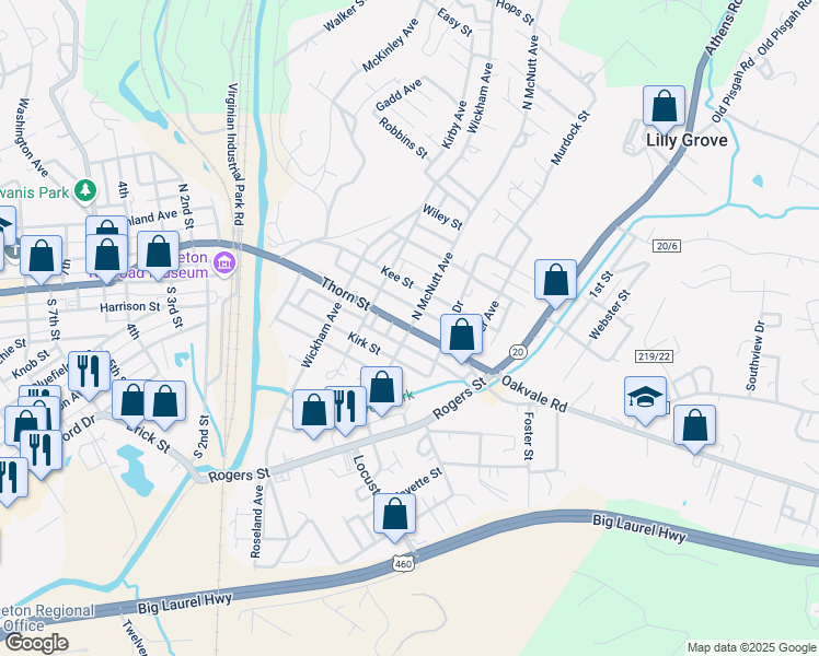 map of restaurants, bars, coffee shops, grocery stores, and more near 502 Thorn Street in Princeton