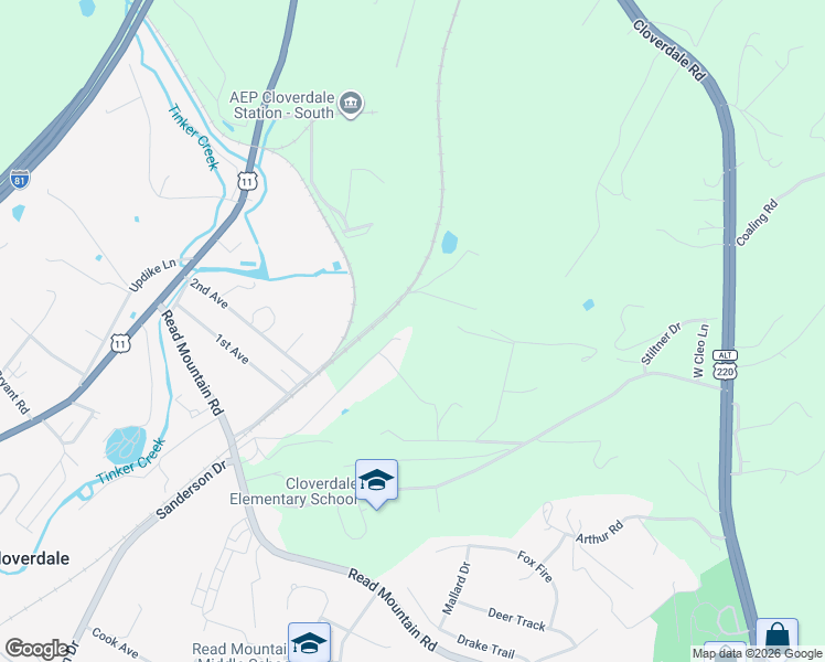 map of restaurants, bars, coffee shops, grocery stores, and more near 396 Rogers Lane in Cloverdale