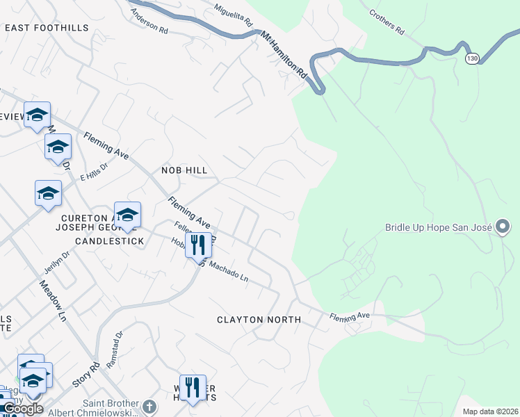 map of restaurants, bars, coffee shops, grocery stores, and more near 994 Fourier Drive in San Jose
