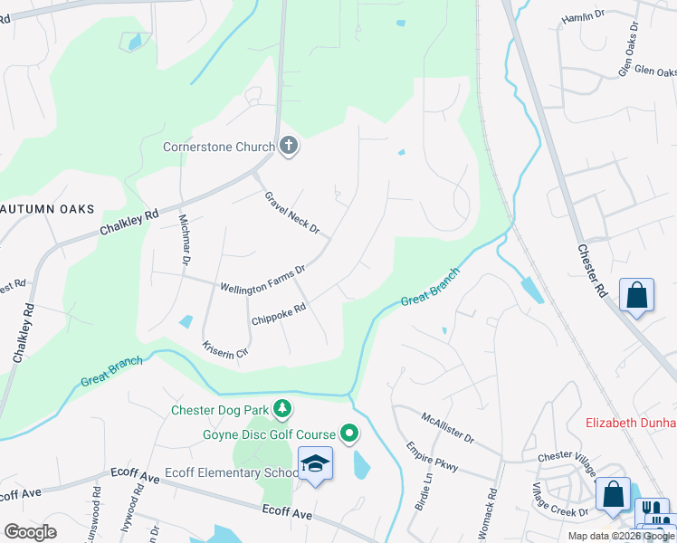 map of restaurants, bars, coffee shops, grocery stores, and more near 4701 Chippoke Road in Chester