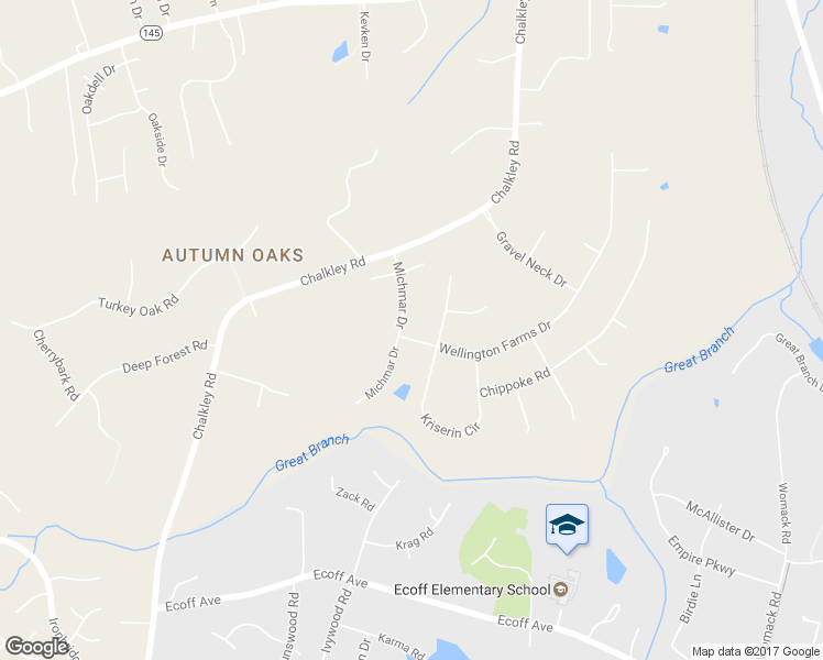 map of restaurants, bars, coffee shops, grocery stores, and more near 10661 Michmar Drive in Chester