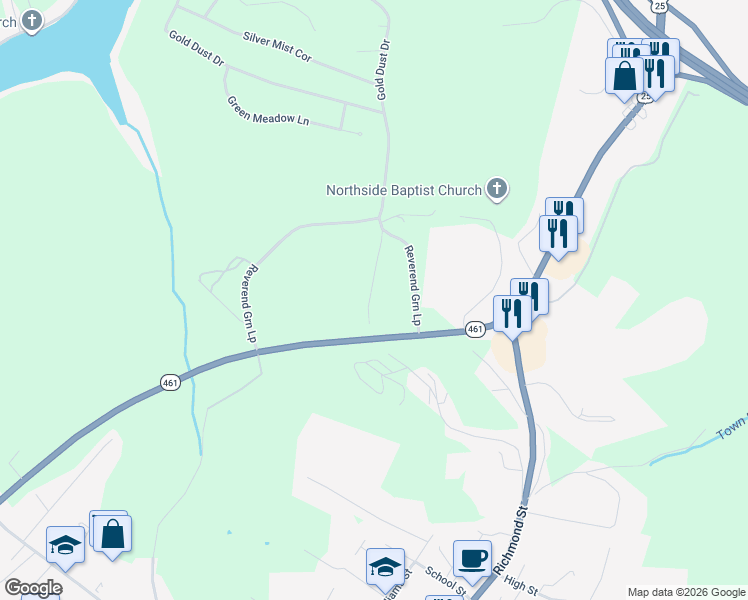 map of restaurants, bars, coffee shops, grocery stores, and more near 157 Jarber Road in Mount Vernon