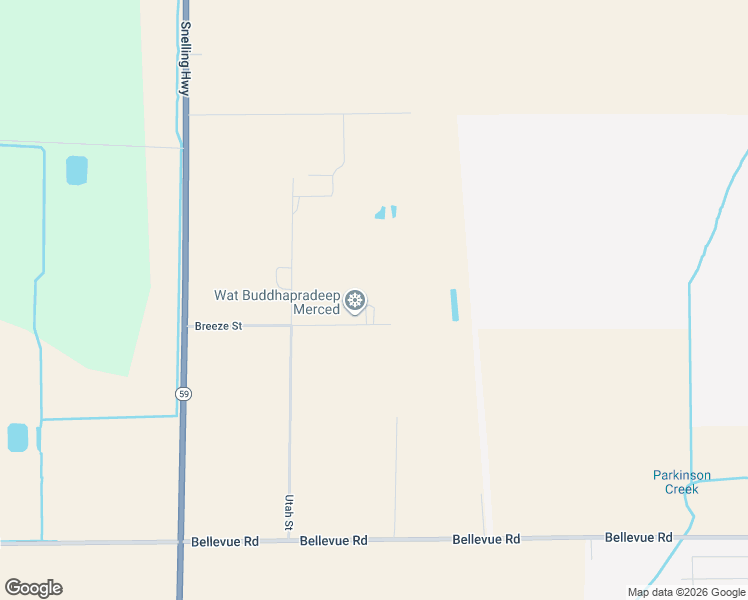 map of restaurants, bars, coffee shops, grocery stores, and more near 562 Breeze Street in Merced