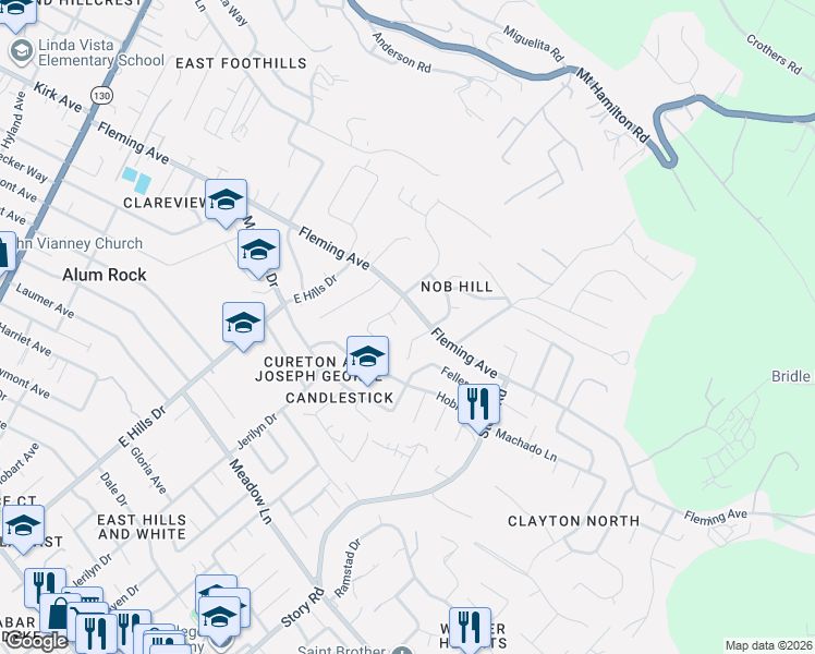 map of restaurants, bars, coffee shops, grocery stores, and more near 674 Heirloom Court in San Jose