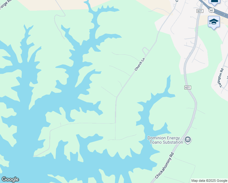 map of restaurants, bars, coffee shops, grocery stores, and more near 102 Warrens Pond Road in Toano