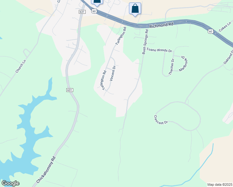 map of restaurants, bars, coffee shops, grocery stores, and more near 8 Sumner Court in Toano
