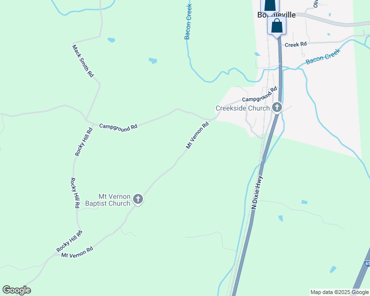map of restaurants, bars, coffee shops, grocery stores, and more near 142 Mount Vernon Road in Bonnieville