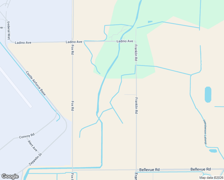 map of restaurants, bars, coffee shops, grocery stores, and more near 5581 Franklin Road in Merced