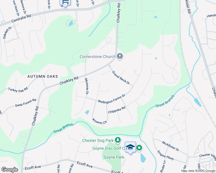 map of restaurants, bars, coffee shops, grocery stores, and more near 4812 Krenmore Court in Chester