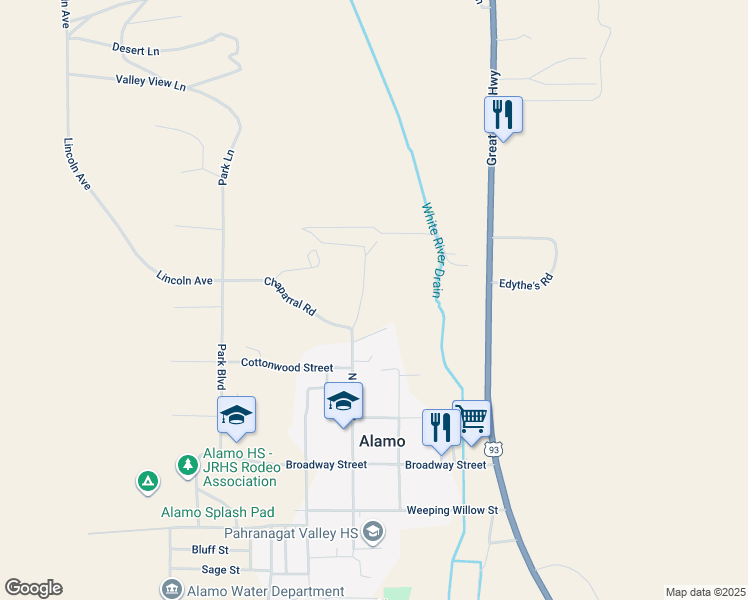 map of restaurants, bars, coffee shops, grocery stores, and more near 376 North Main Street in Alamo