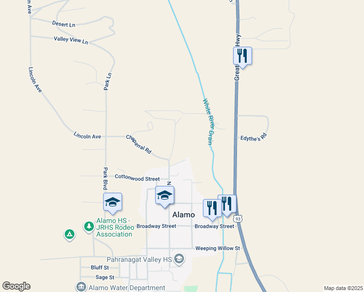 map of restaurants, bars, coffee shops, grocery stores, and more near 376 North Main Street in Alamo