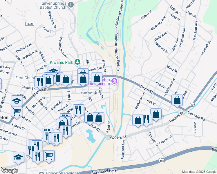map of restaurants, bars, coffee shops, grocery stores, and more near 268 Harrison Street in Princeton