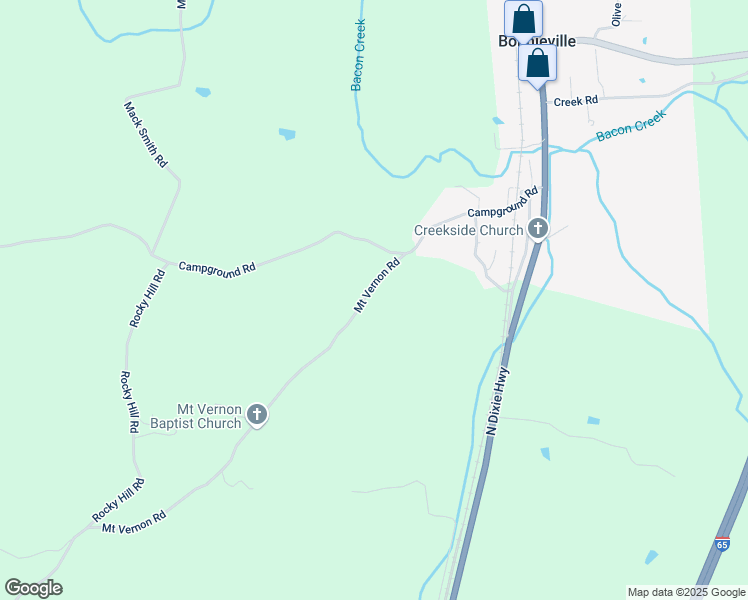 map of restaurants, bars, coffee shops, grocery stores, and more near 142 Mount Vernon Road in Bonnieville