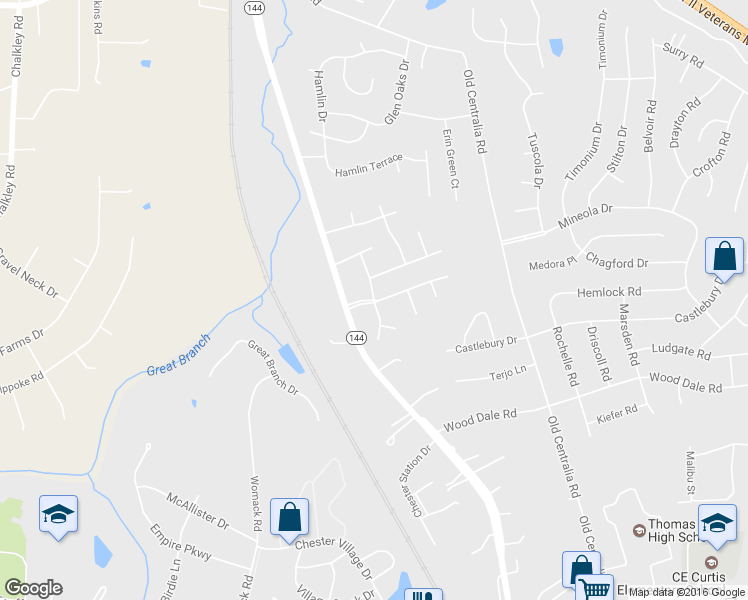 map of restaurants, bars, coffee shops, grocery stores, and more near 11099 Heathstead Road in Chester