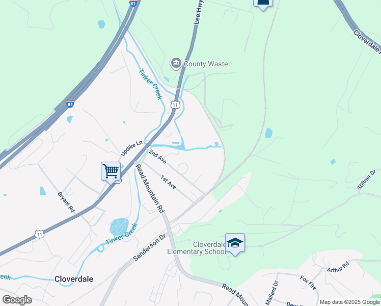 map of restaurants, bars, coffee shops, grocery stores, and more near in Cloverdale