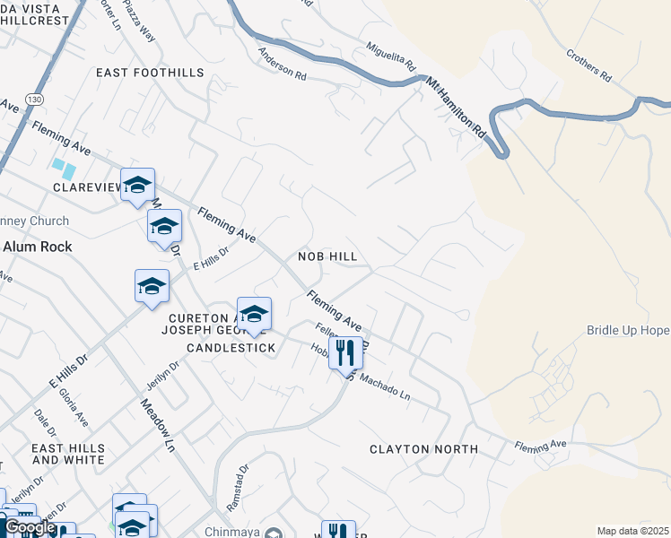 map of restaurants, bars, coffee shops, grocery stores, and more near 15175 Rosemar Avenue in San Jose
