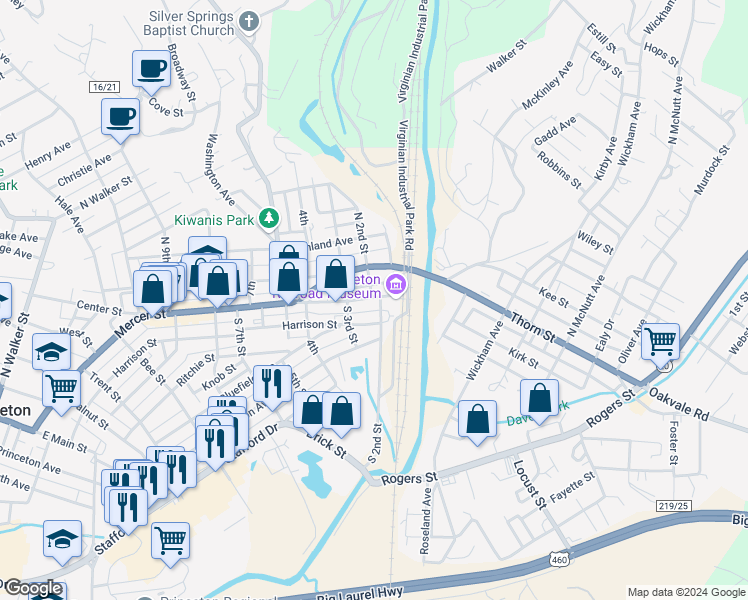 map of restaurants, bars, coffee shops, grocery stores, and more near 268 Harrison Street in Princeton
