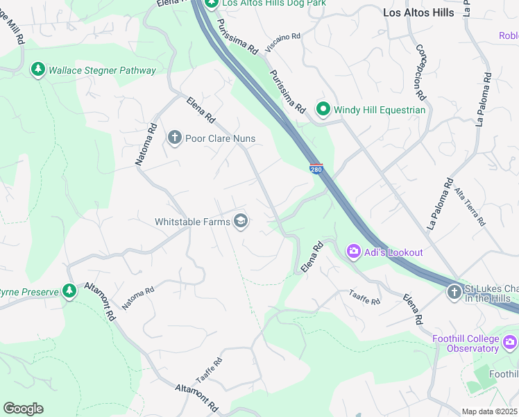 map of restaurants, bars, coffee shops, grocery stores, and more near 26928 Elena Road in Los Altos Hills