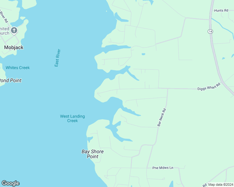 map of restaurants, bars, coffee shops, grocery stores, and more near 815 Diggs Wharf Road in Port Haywood