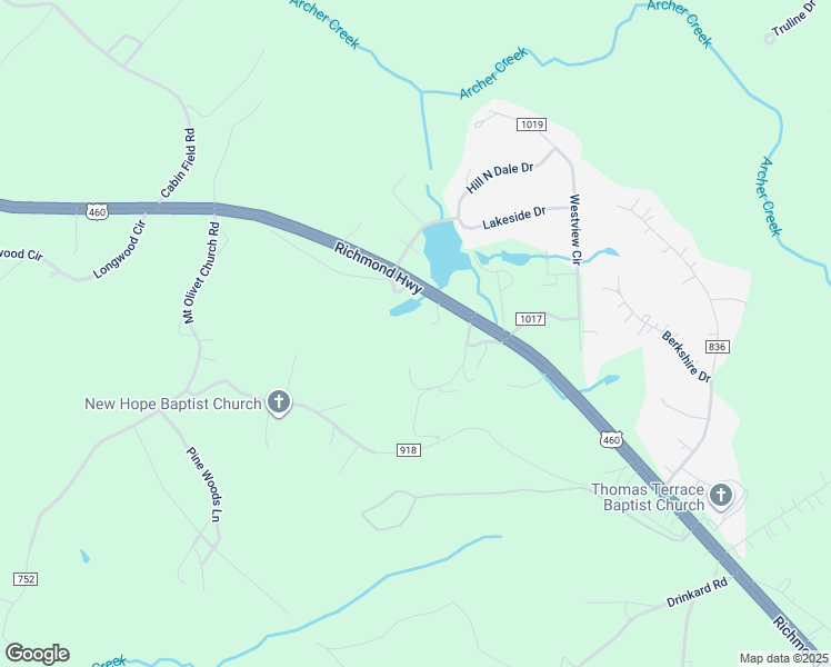 map of restaurants, bars, coffee shops, grocery stores, and more near 9869 Richmond Highway in Lynchburg