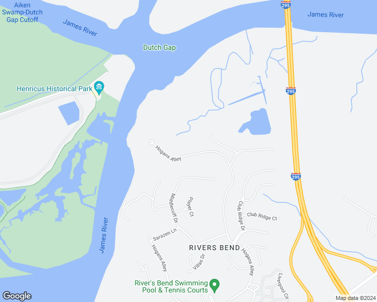map of restaurants, bars, coffee shops, grocery stores, and more near 11807 Hogans Alley in Chester