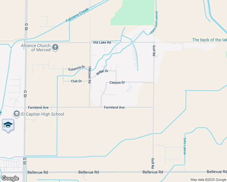 map of restaurants, bars, coffee shops, grocery stores, and more near 1674 Knoll Court in Merced