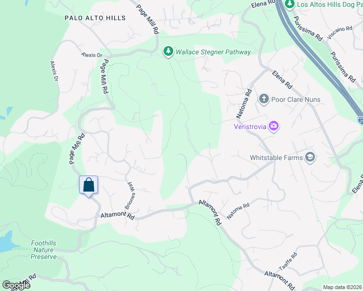 map of restaurants, bars, coffee shops, grocery stores, and more near 27769 Edgerton Road in Los Altos Hills