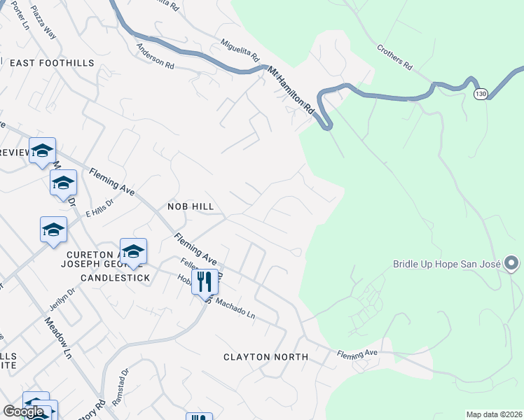 map of restaurants, bars, coffee shops, grocery stores, and more near 3719 Rosemar Avenue in San Jose