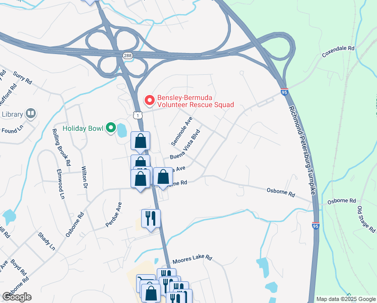 map of restaurants, bars, coffee shops, grocery stores, and more near 2351 Buena Vista Boulevard in Chester