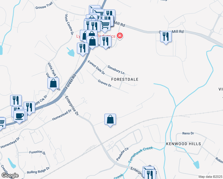map of restaurants, bars, coffee shops, grocery stores, and more near 217 Graves Drive in Lynchburg