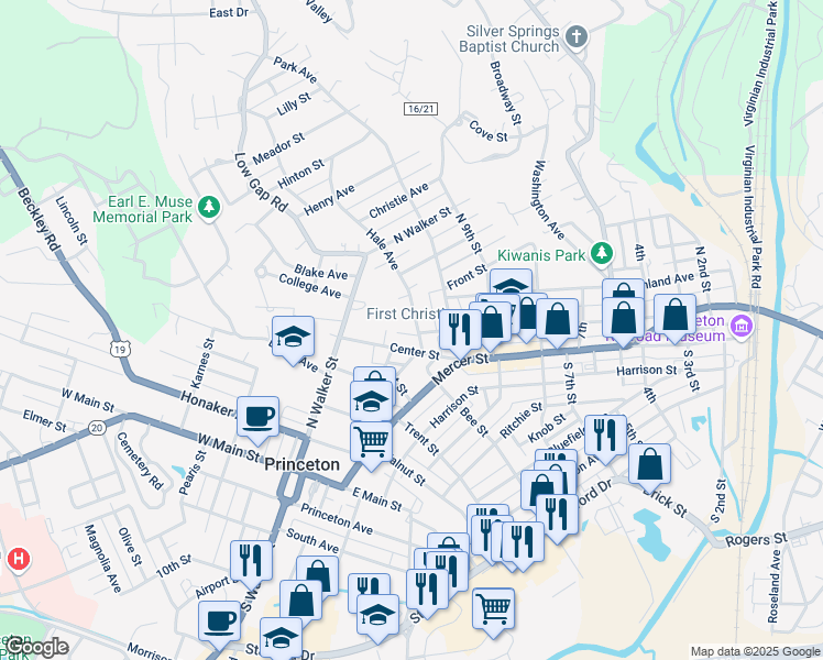 map of restaurants, bars, coffee shops, grocery stores, and more near Blue Rock Cir in Princeton