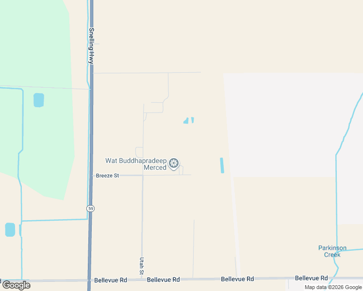 map of restaurants, bars, coffee shops, grocery stores, and more near 562 Breeze Street in Merced