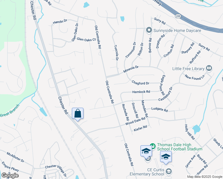 map of restaurants, bars, coffee shops, grocery stores, and more near 11311 Old Centralia Road in Chester