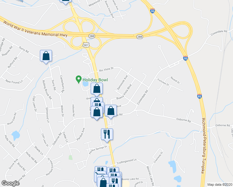 map of restaurants, bars, coffee shops, grocery stores, and more near 2421 Glendale Street in Chester