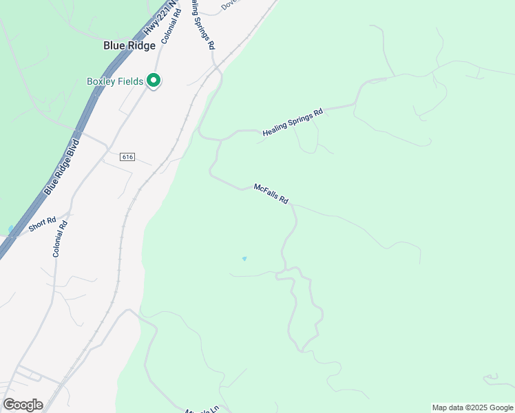 map of restaurants, bars, coffee shops, grocery stores, and more near 366 McFalls Road in Blue Ridge