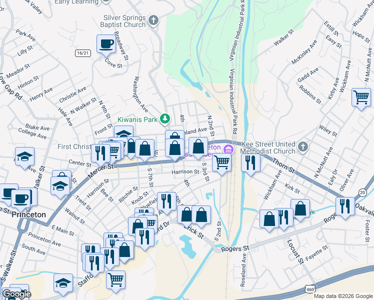 map of restaurants, bars, coffee shops, grocery stores, and more near 330-344 Straley Avenue in Princeton