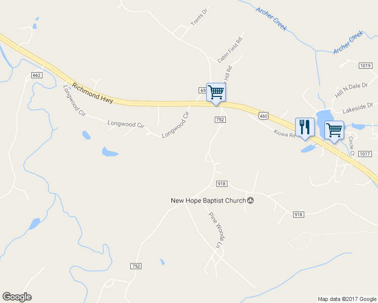 map of restaurants, bars, coffee shops, grocery stores, and more near 235 Mount Olivet Church Road in Lynchburg