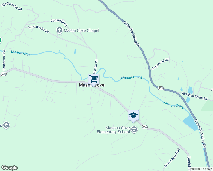 map of restaurants, bars, coffee shops, grocery stores, and more near 3523 Bradshaw Road in Salem