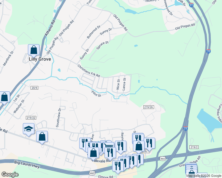map of restaurants, bars, coffee shops, grocery stores, and more near 204 Christians Fork Rd in Princeton