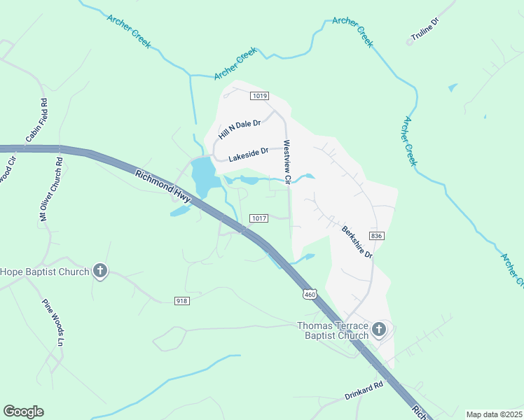 map of restaurants, bars, coffee shops, grocery stores, and more near 94 Circle Drive in Lynchburg