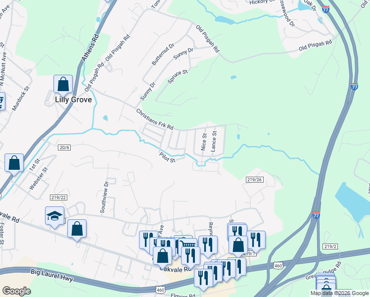 map of restaurants, bars, coffee shops, grocery stores, and more near 204 Christian Fork Loop in Princeton