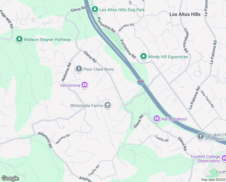 map of restaurants, bars, coffee shops, grocery stores, and more near 27030 Elena Rd in Los Altos