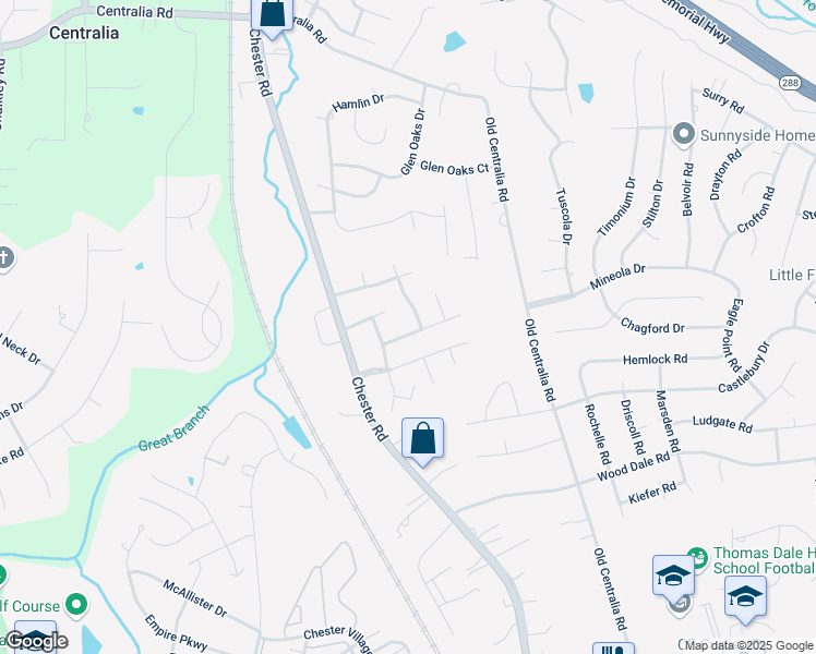 map of restaurants, bars, coffee shops, grocery stores, and more near 4022 Kings Gate Road in Chester