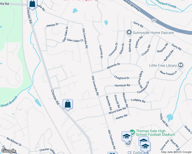 map of restaurants, bars, coffee shops, grocery stores, and more near 3742 Medora Place in Chester