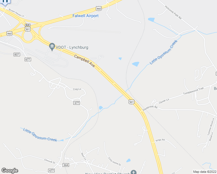 map of restaurants, bars, coffee shops, grocery stores, and more near 4629 Campbell Avenue in Lynchburg