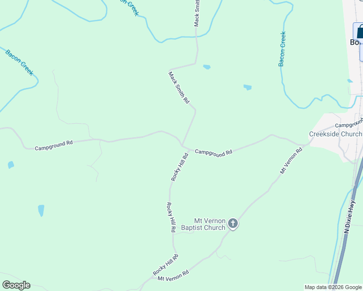 map of restaurants, bars, coffee shops, grocery stores, and more near 1048 Campground Road in Bonnieville