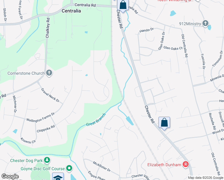 map of restaurants, bars, coffee shops, grocery stores, and more near 10906 Chester Road in Chester