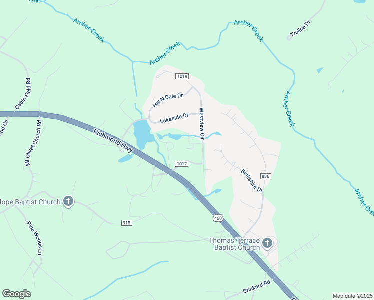 map of restaurants, bars, coffee shops, grocery stores, and more near 94 Circle Drive in Lynchburg