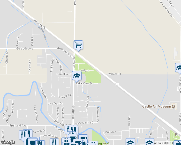 map of restaurants, bars, coffee shops, grocery stores, and more near 210 Kelly Court in Atwater