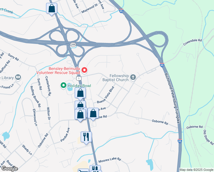 map of restaurants, bars, coffee shops, grocery stores, and more near 2319 Seminole Avenue in Chester